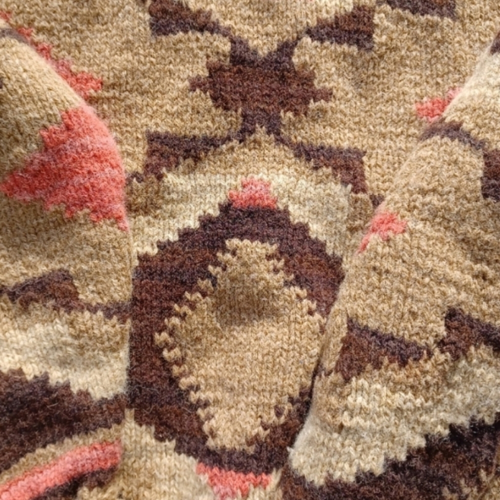 🥰 Vintage Ralph Lauren Tan and Brown Handknit Turtleneck Sweater - Picture 12 of 14